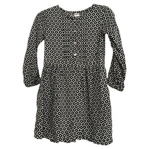 Carter’s Toddler Girl Black White Diamond Print Dress 5T Long Sleeve